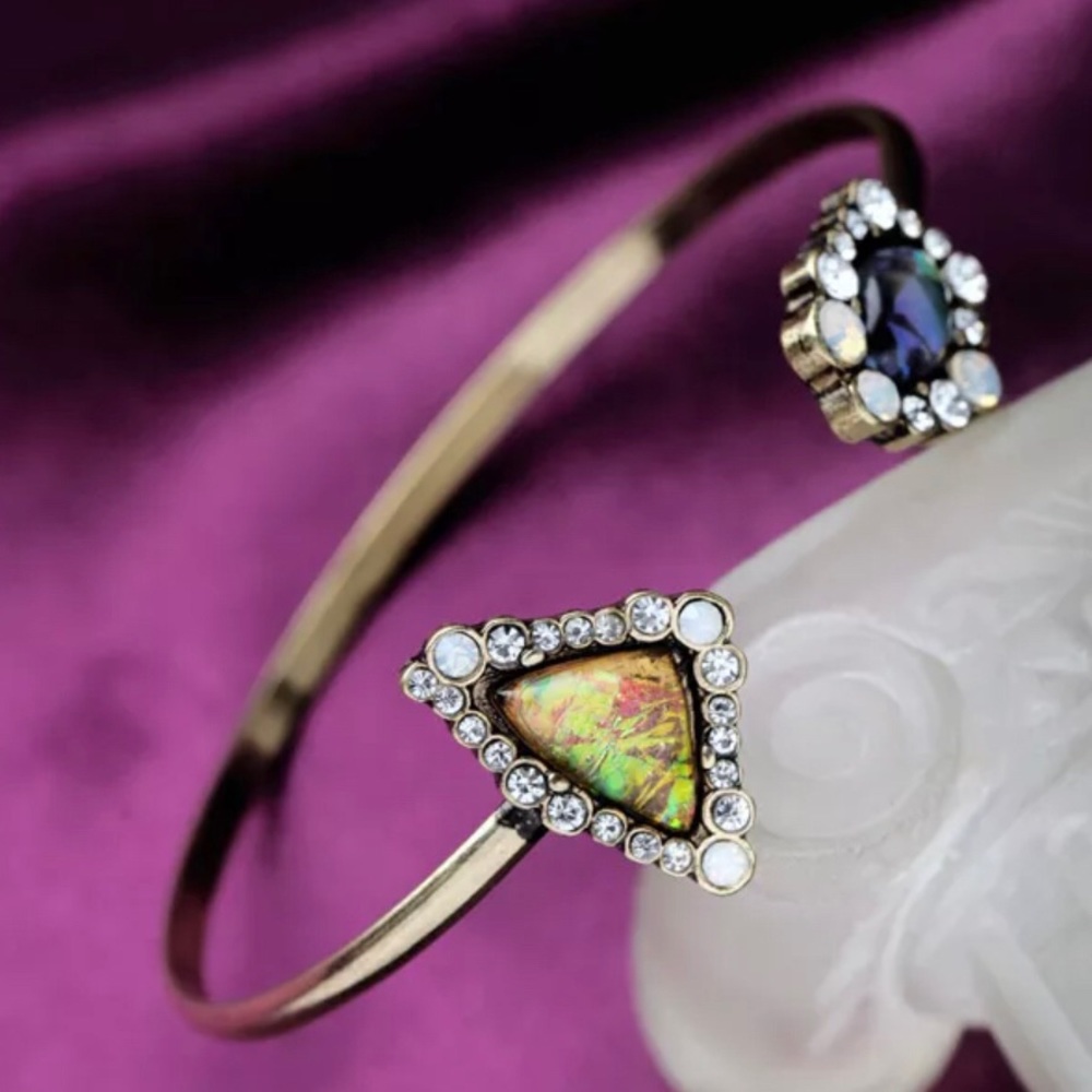 Faux Gemstone Goldtone Dazzle Fashion Cuff - Picture 2 of 7